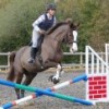Katie focused in the jumping section at a Clinic on the 18th Oct 2009 at Laurel Lodge
